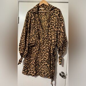 Posse Leopard Print dress midi Brown and Black 100% cotton.
